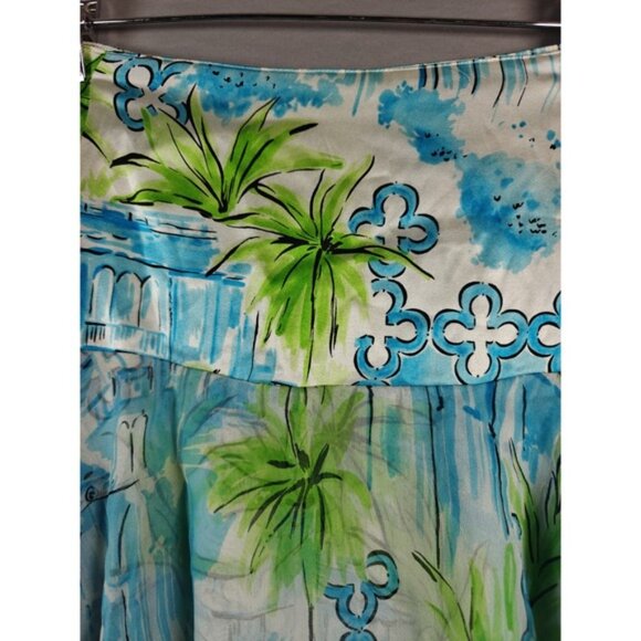 LILLY PULITZER‎ GISELLE SKIRT BELLE VILLA Silk Blend Skirt Handkerchief Hem Sz 8 - Picture 3 of 12